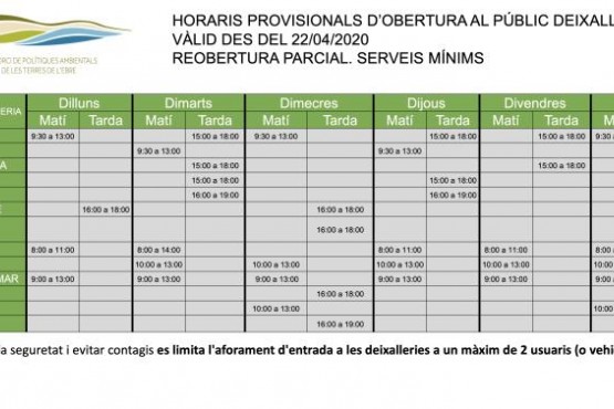 Imatge amb els nous horaris