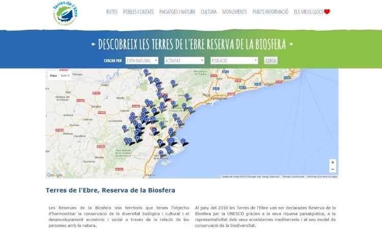 Captura de pantalla del lloc web ebrebiosfera.org