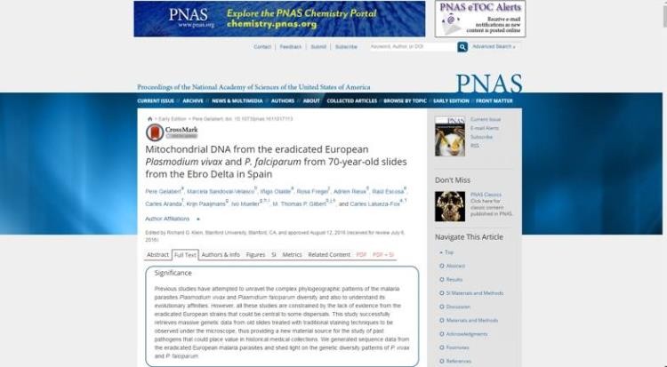 Imatge de l'article online al lloc web del PNAS
