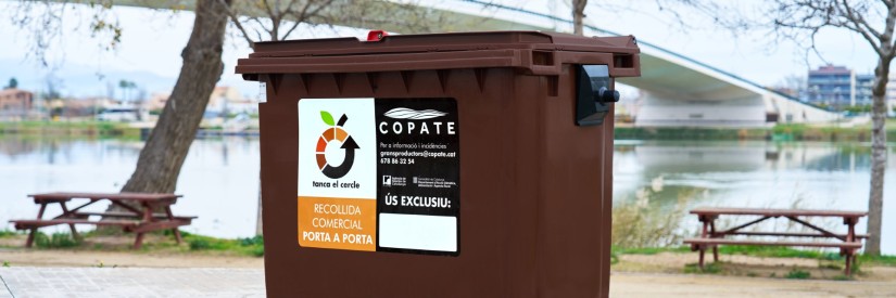 Detall d'un contenidor de 700 litres per a una activitat gran generadora de residus orgànics 